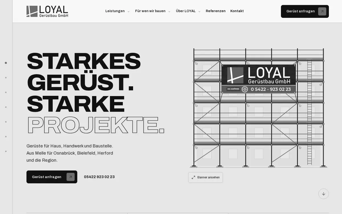 Website LOYAL Gerüstbau – Desktop-Vorschau